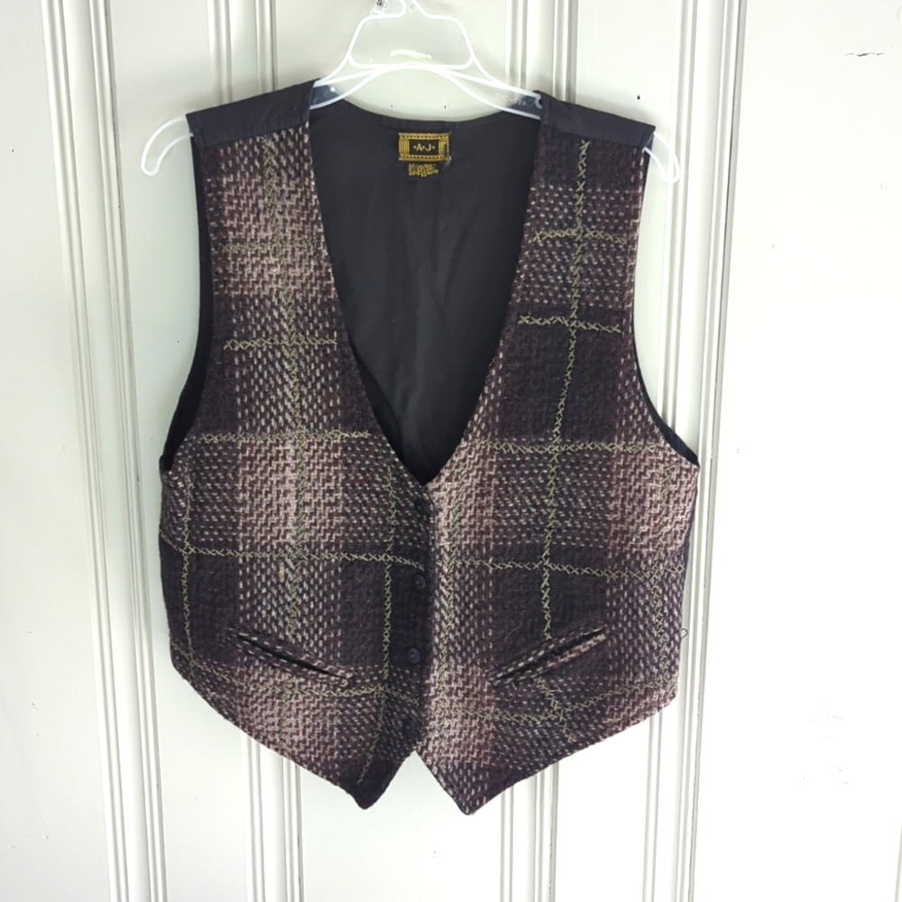 Vintage Unisex A.J. Wool Plaid Vest